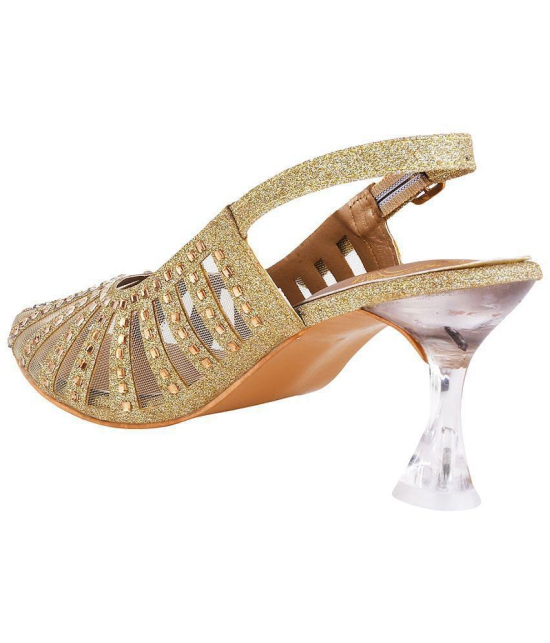 Shoetopia Gold Women''s Sandal Heels - None