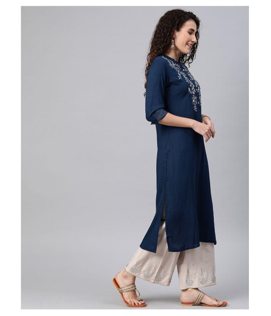 Alena Navy Rayon Straight Kurti - XXL