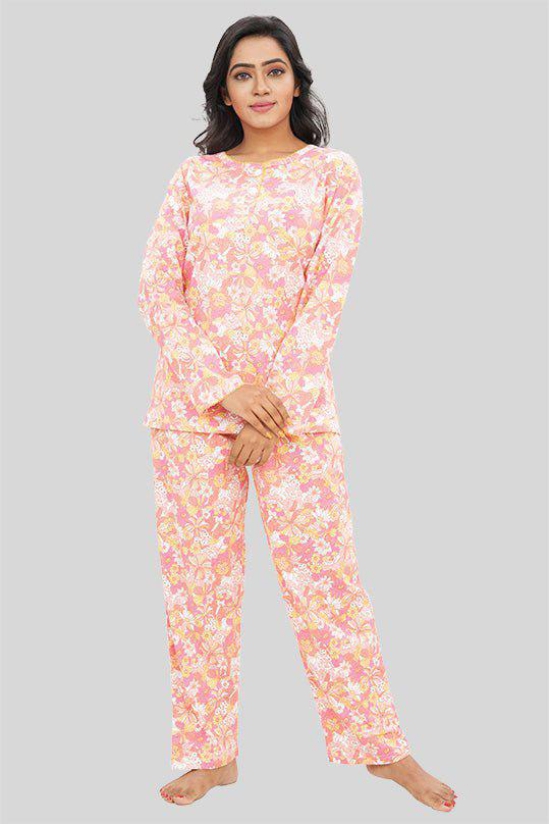 Women Full Sleeves Knit Cotton Pyjama Set-4XL