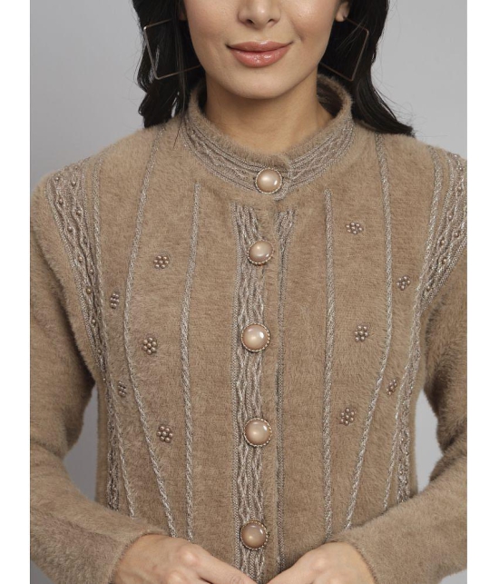 eWools.in Woollen Round Neck Women's Buttoned Cardigans - Brown ( ) - None