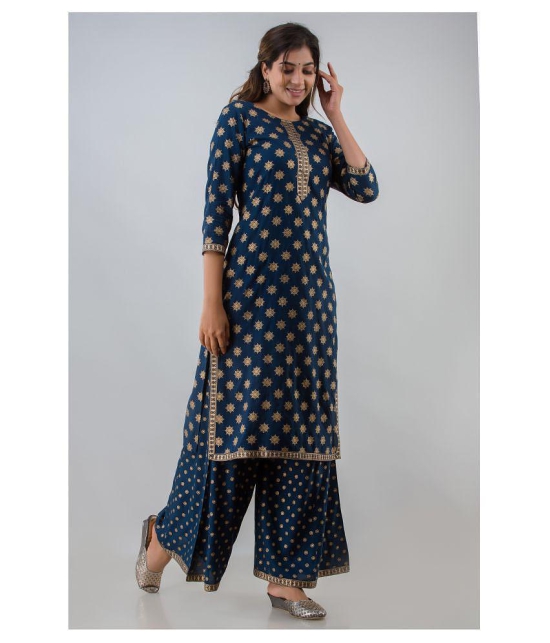 Lee Moda - Blue Straight Rayon Women's Stitched Salwar Suit ( Pack of 1 ) - L