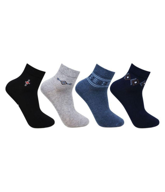 Bonjour - Cotton Mens Printed Multicolor Ankle Length Socks ( Pack of 4 ) - Multicolor