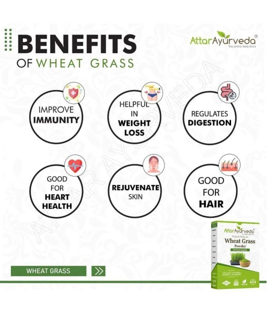 Attar Ayurveda Wheat Grass Powder (100 Gram) | Pure, Preservative free, Non-GMO | Immunity booster