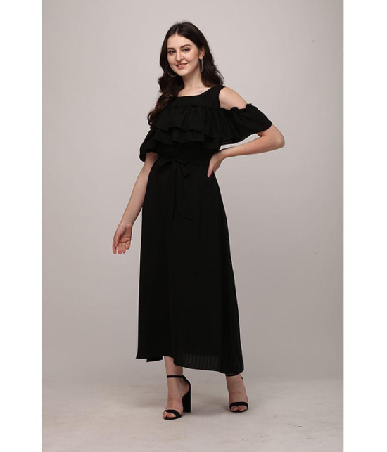 Berrylicious Georgette Black Fit And Flare Dress - - S