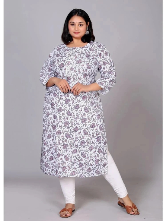 JC4U Cotton Blend Printed Straight Womens Kurti - White ( Pack of 1 ) - None