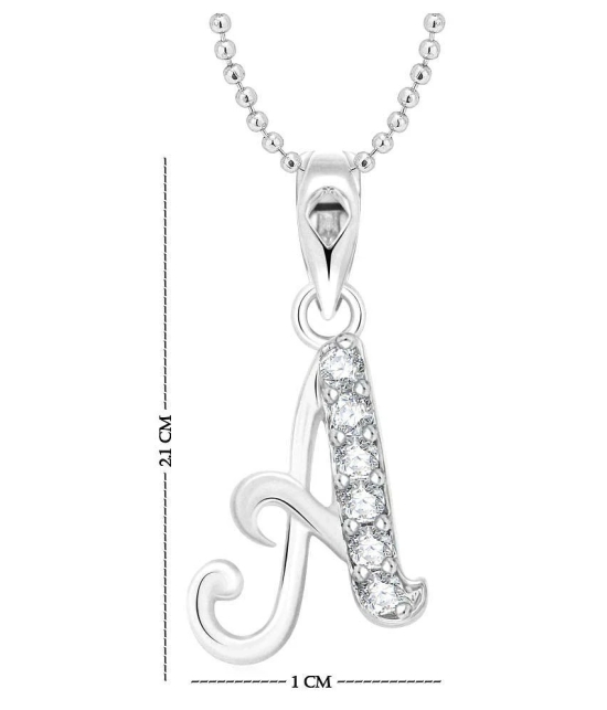 Vighnaharta Love Ring with Initial A Alphabet Pendant Rhodium Plated Jewellery Combo set - 8