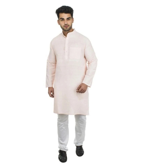 DESHBANDHU DBK Peach 100 Percent Cotton Kurta Single - None