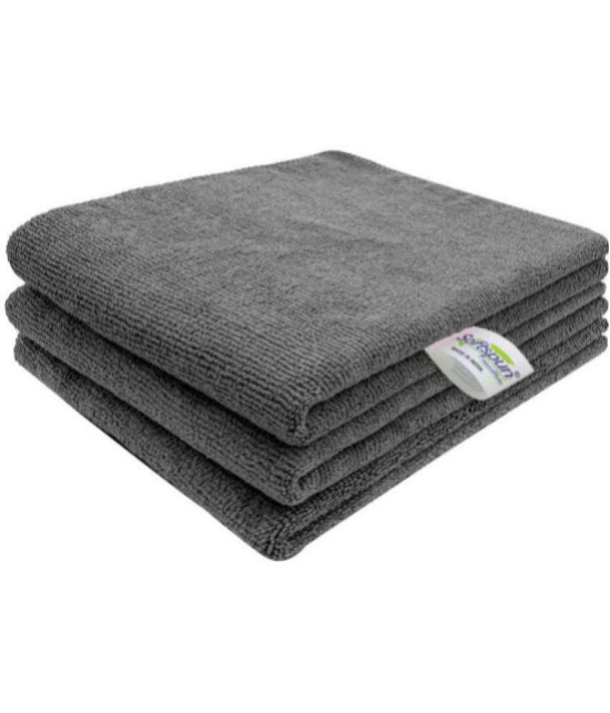 SOFTSPUN - Gray Microfibre Hand Towel 48x36 cm ( Pack of 3 ) - Gray