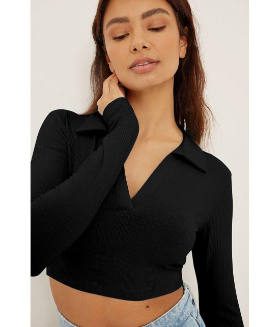 AUSK - Black Cotton Blend Womens Crop Top ( Pack of 1 ) - None