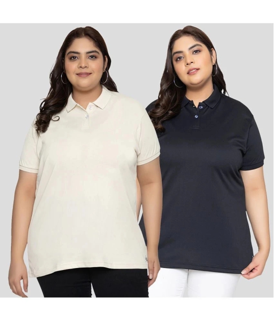 YHA - Cream Cotton Blend Regular Fit Womens T-Shirt ( Pack of 2 ) - None