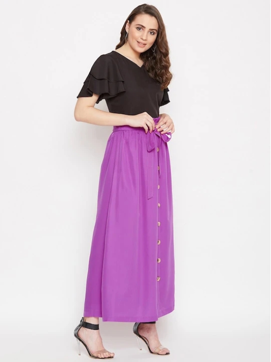 Women Black & Purple Flutter Sleeves Top with Skirt