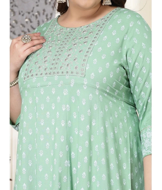 Little More By Stylum Rayon Printed Anarkali Womens Kurti - Lime Green ( Pack of 1 ) - None