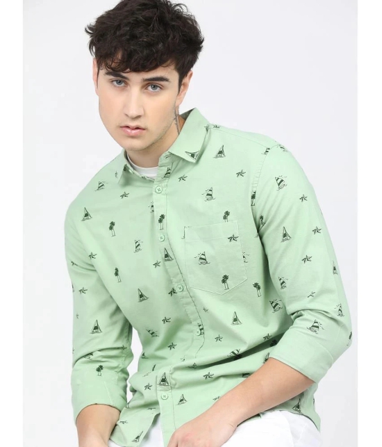 Ketch 100% Cotton Slim Fit Printed Full Sleeves Mens Casual Shirt - Green ( Pack of 1 ) - None