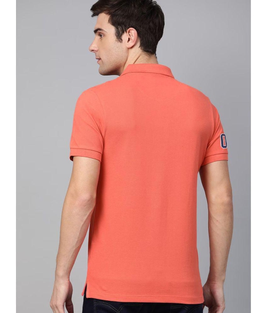 ADORATE Cotton Blend Regular Fit Printed Half Sleeves Mens Polo T Shirt - Coral ( Pack of 1 ) - None