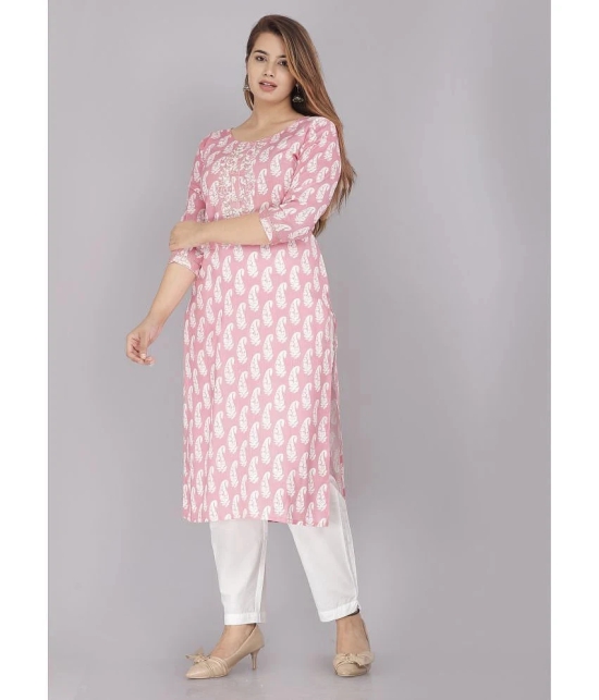 JC4U - Pink Cotton Womens Straight Kurti ( Pack of 1 ) - None