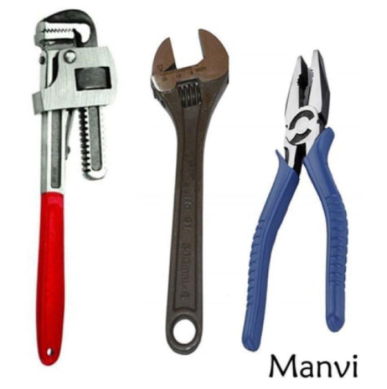 Manvi Hand Socket Wrench Tool Kit/Set 3 Pcs (Adjustable Wrench-12