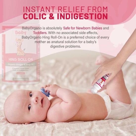 BabyOrgano Hing Roll On | Gives Relief from Colic Pain, Constipation and Indigestion in Infants and Kids | 100% Ayurvedic