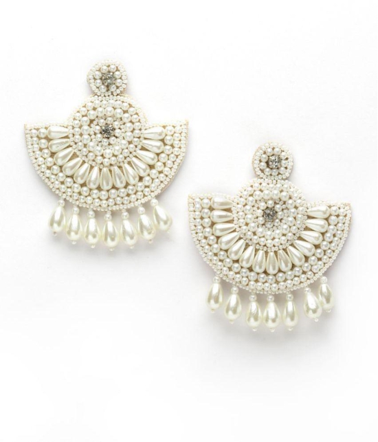 Anekaant - White Danglers Earrings ( Pack of 1 ) - White