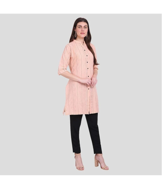 PPTHEFASHIONHUB Cotton Solid Straight Womens Kurti - Peach ( Pack of 1 ) - None