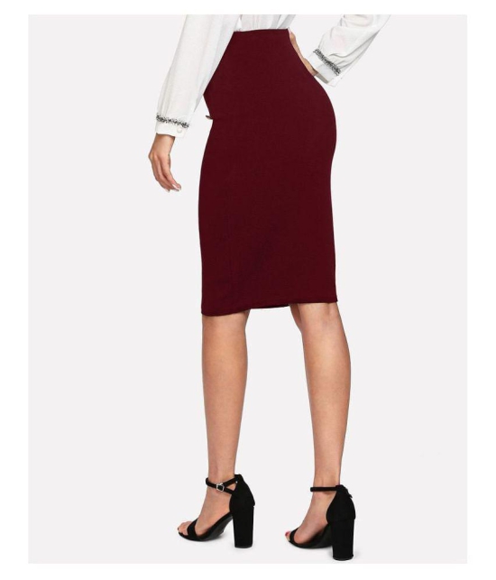 Addyvero Cotton Lycra Pencil Skirt - Maroon Single - 30