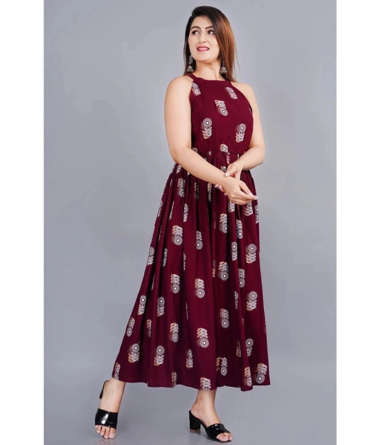 SIPET - Maroon Rayon Womens Anarkali Kurti ( Pack of 1 ) - None