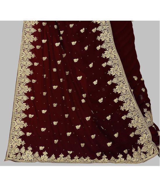 Om Shantam Sarees - Coffee Georgette Saree With Blouse Piece ( Pack of 1 ) - Coffee