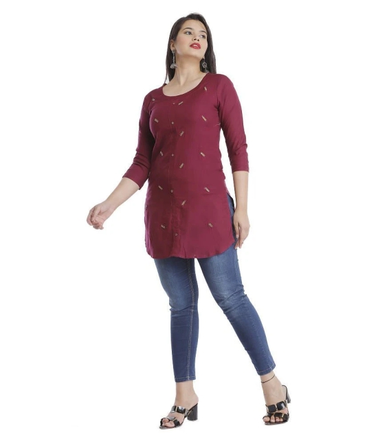 JC4U - Maroon Viscose Womens Straight Kurti - XXL