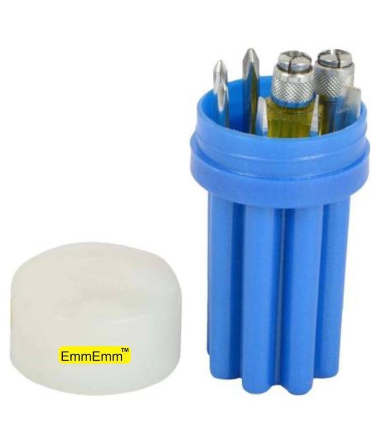 EmmEmm Screwdriver Kit of 8 Blades with Tester, Flat Tip: 3.25, 4.5, 5 mm, Philips No. - 0, 1, 2, Pocker and Extension Rod