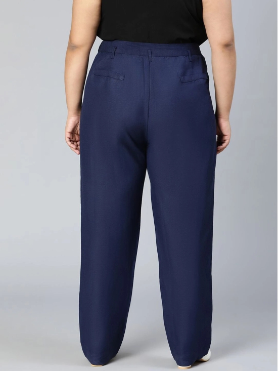 Oxolloxo Women Navy Blue High-Rise Trousers