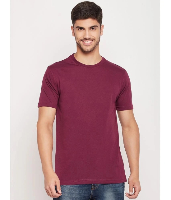 UNIBERRY Cotton Regular Fit Solid Half Sleeves Mens T-Shirt - Wine ( Pack of 1 ) - None