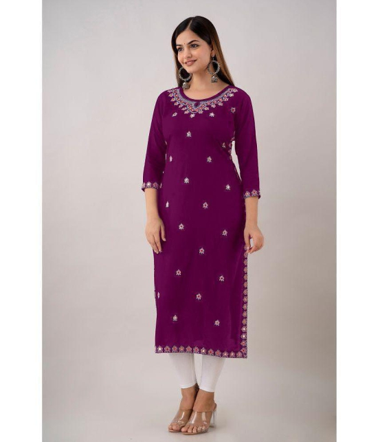 Kapadia - Magenta Rayon Womens Straight Kurti ( Pack of 1 ) - None