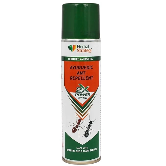 Herbal Strategi Ant Repellent Aerosol Spray - 200ml | Smarter way to Shuu Ants away | 100% Herbal and Chemical free | Baby and Pet safe | Certified Ayurvedic | Effective on all types of Ants