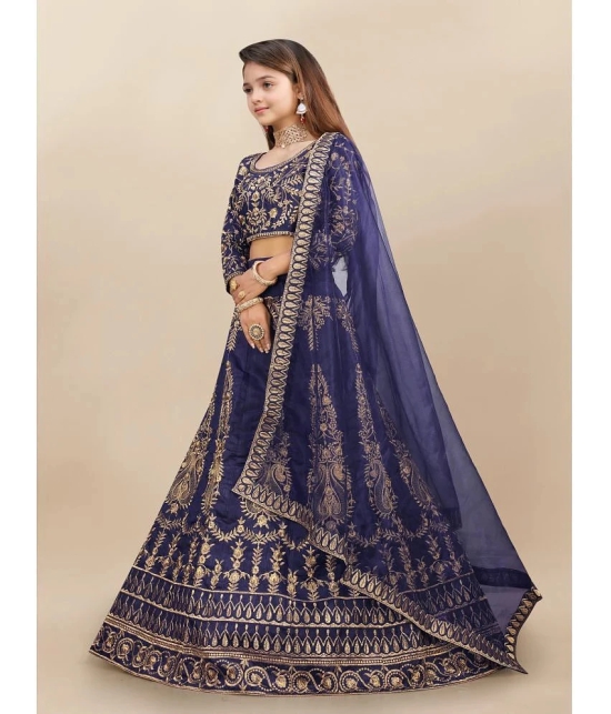 JULEE Blue Silk Girls Lehenga Choli Set ( Pack of 1 ) - None