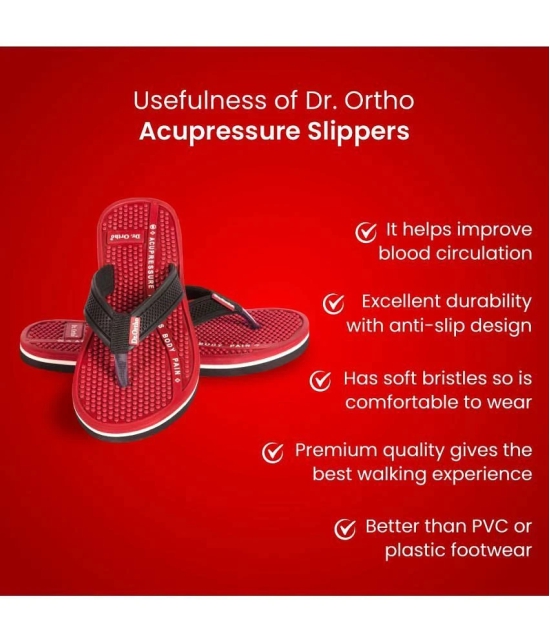 Dr.Ortho Slippers Red Womens Massage Flip Flop - None