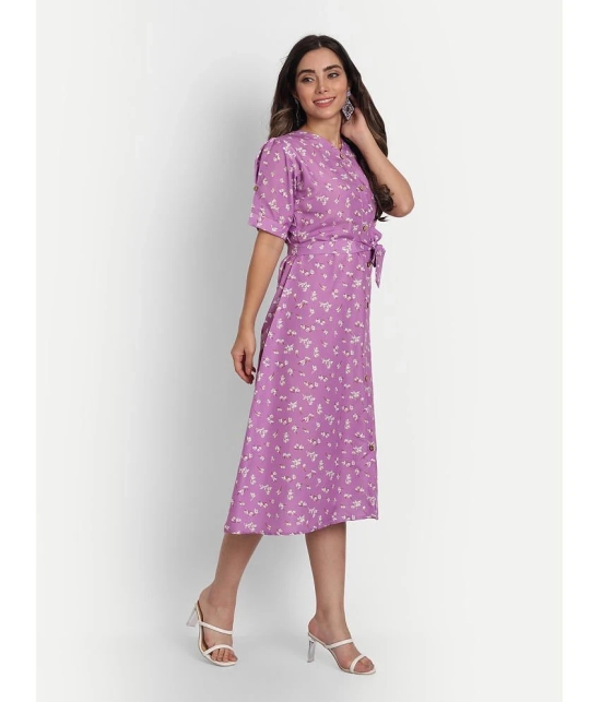 gufrina Cotton Blend Printed Midi Womens Fit & Flare Dress - Lavender ( Pack of 1 ) - None