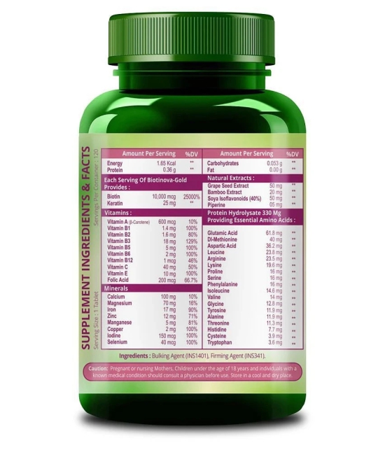 Himalayan Organics Biotin 10,000 mcg Supplement with Keratin, Amino Acids & Multivitamin 120 Tablet