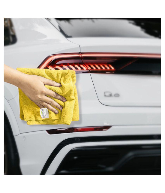 SOFTSPUN Microfiber Cloth - 4 pcs - 40x40 cms - 340 GSM Yellow - Thick Lint & Streak-Free Multipurpose Cloths - Automotive Microfibre Towels for Car Bike Cleaning Polishing Washing & Detaili