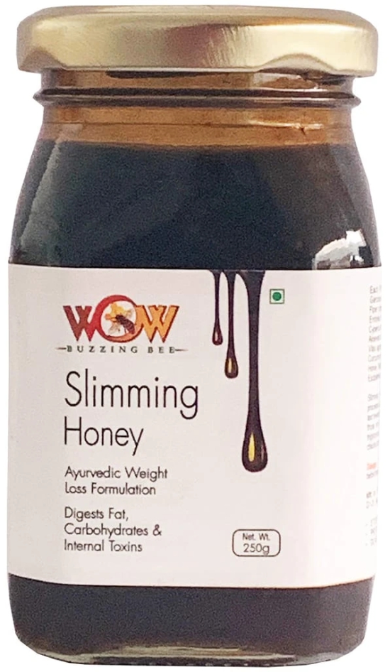 WOW BUZZING BEE Ayurvedic Slimming Honey Along with The extracts of Exotic Spices & Herbs Weight Loss Formulation -250 GMS Glass Bottle (Pack of 8)