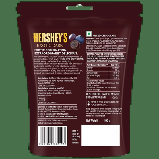 Brookside Dark Chocolate Acai Blueberry Pouch, 100 Gm