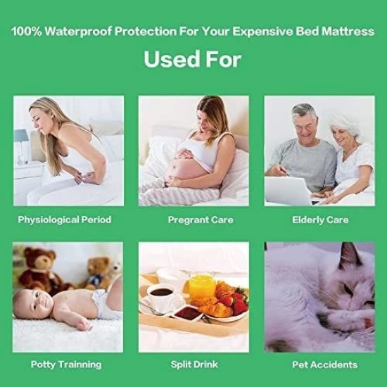 Rajasthan Crafts Cotton Terry Ultra Soft Waterproof Mattress Protector| Fits Upto 8 inch Bed | Breathable - Hypoallergenic Mattresses Cover (72x78 inch | 6x6.5 feet, Beige)