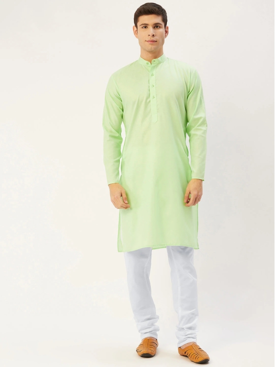 Jompers Mens Lime Cotton Solid Kurta Only-XXL / Green