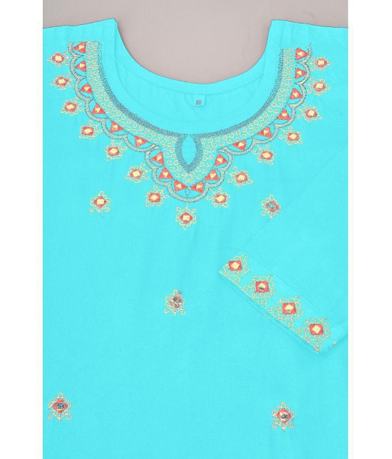 Kapadia - Turquoise Rayon Women's Straight Kurti ( Pack of 1 ) - Turquoise