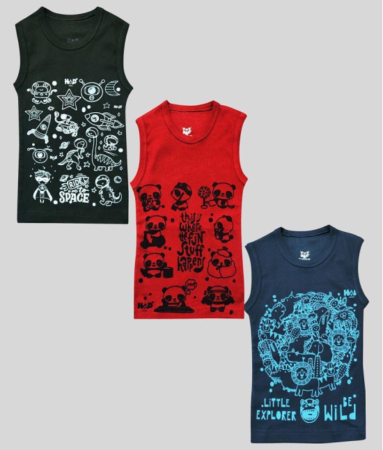 HAP Boys Multicolor Printed Vest | Tank top |Sleeveless Tshirt - Pack of 3  /Any Colour - None