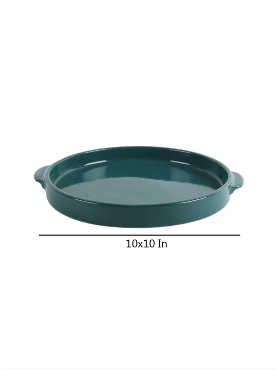 Green Ceramic Bakeware Dish with Handle-Green