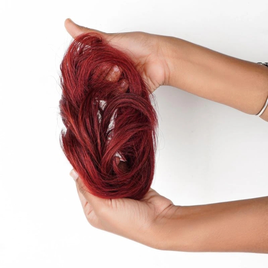 RefynHair - Messy Bun | Donut Scrunchie | High Density | High-Quality Human Hair Bun Extension for Effortless Volume and Sophistication | Burgundy