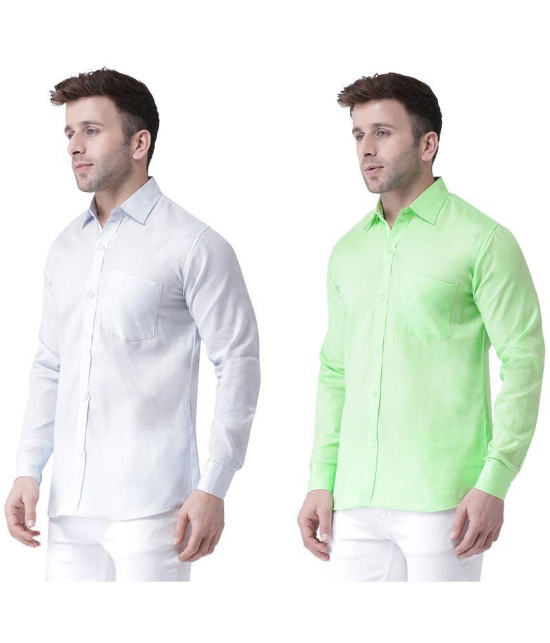 KLOSET By RIAG 100% Cotton Regular Fit Solids Full Sleeves Men's Casual Shirt - Fluorescent Green ( Pack of 2 ) - None