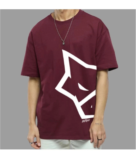 Leotude - Maroon Cotton Blend Oversized Fit Mens T-Shirt ( Pack of 1 ) - None