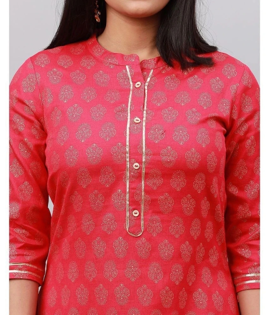 Alena Cotton Embellished Straight Womens Kurti - Pink ( Pack of 1 ) - None