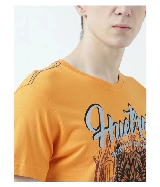 Huetrap Cotton Orange Printed T-Shirt Single Pack - None