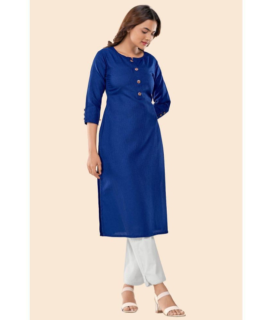 Glomee - Blue Cotton Womens Straight Kurti ( Pack of 1 ) - None